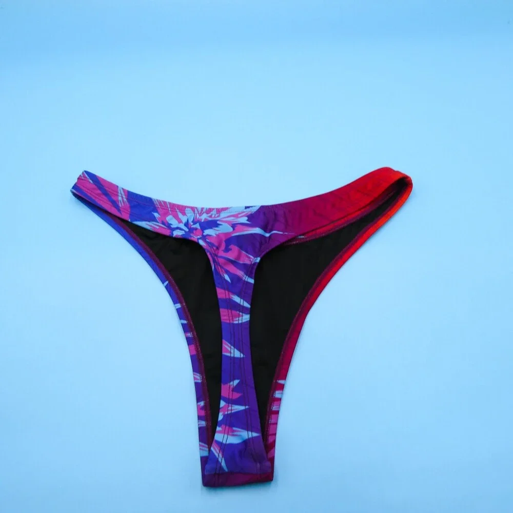 B‎ FYNE XL Multi Tropical Brazilian Deep Cut Thong Bikini Bottom Beach Swimwear